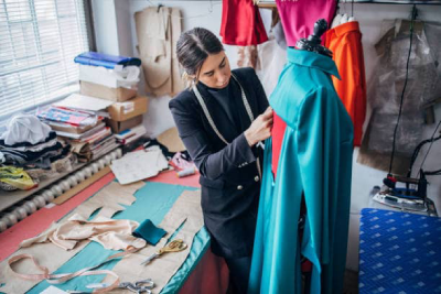 Entalle y ajuste a medida de vestido de fiesta en taller de costura